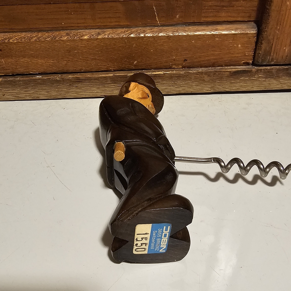 Vintage Wooden Jobin Man Corkscrew Made In Brienz Switzerland - Picture 5 of 5